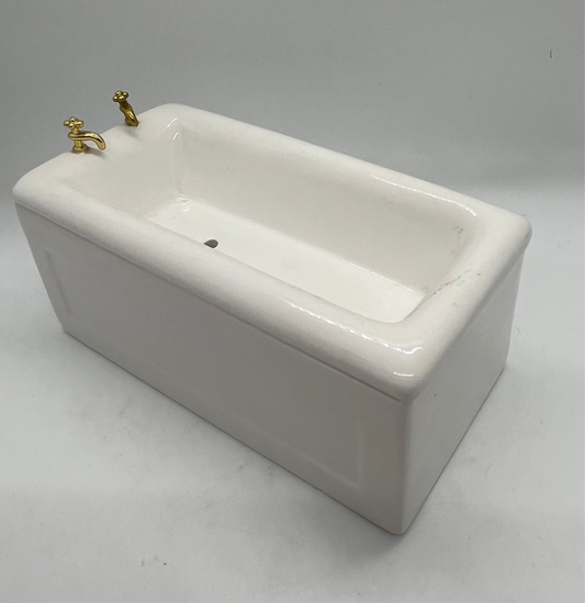 Dolls house ceramic bath rectangular white