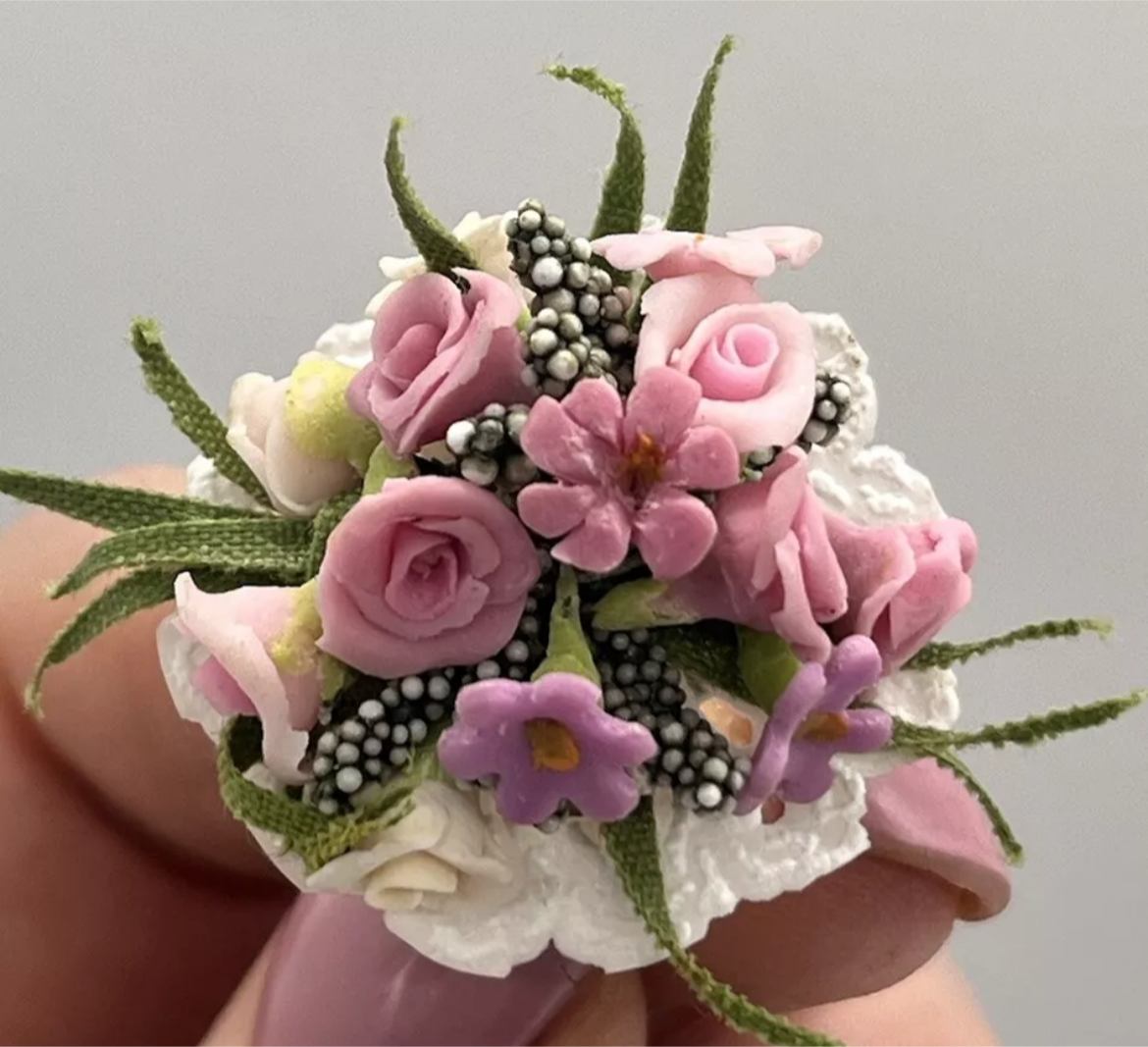 Dolls house bridal bouquet. Handmade new
