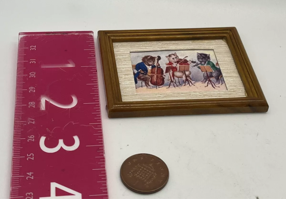 Dolls house cat and fiddle print, music room?