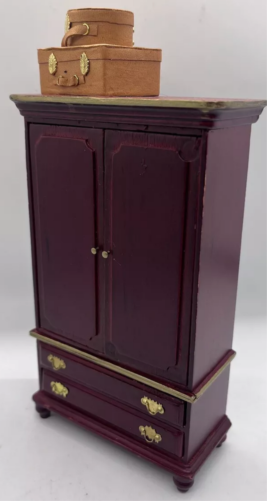 Dolls house wardrobe & suitcases