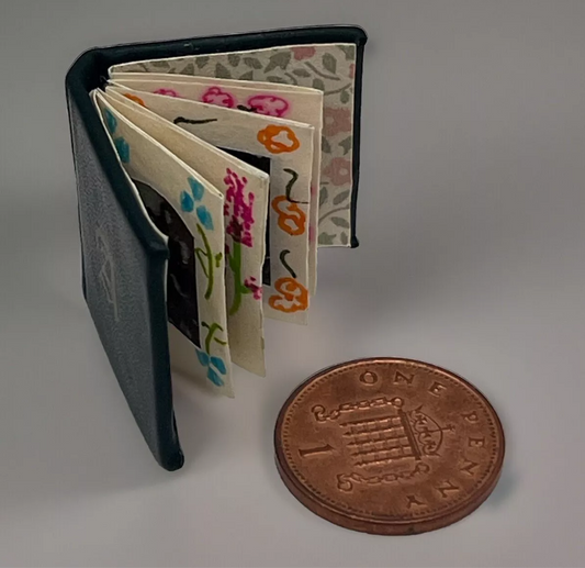 Dolls House Victorian leather backed photo album handmade