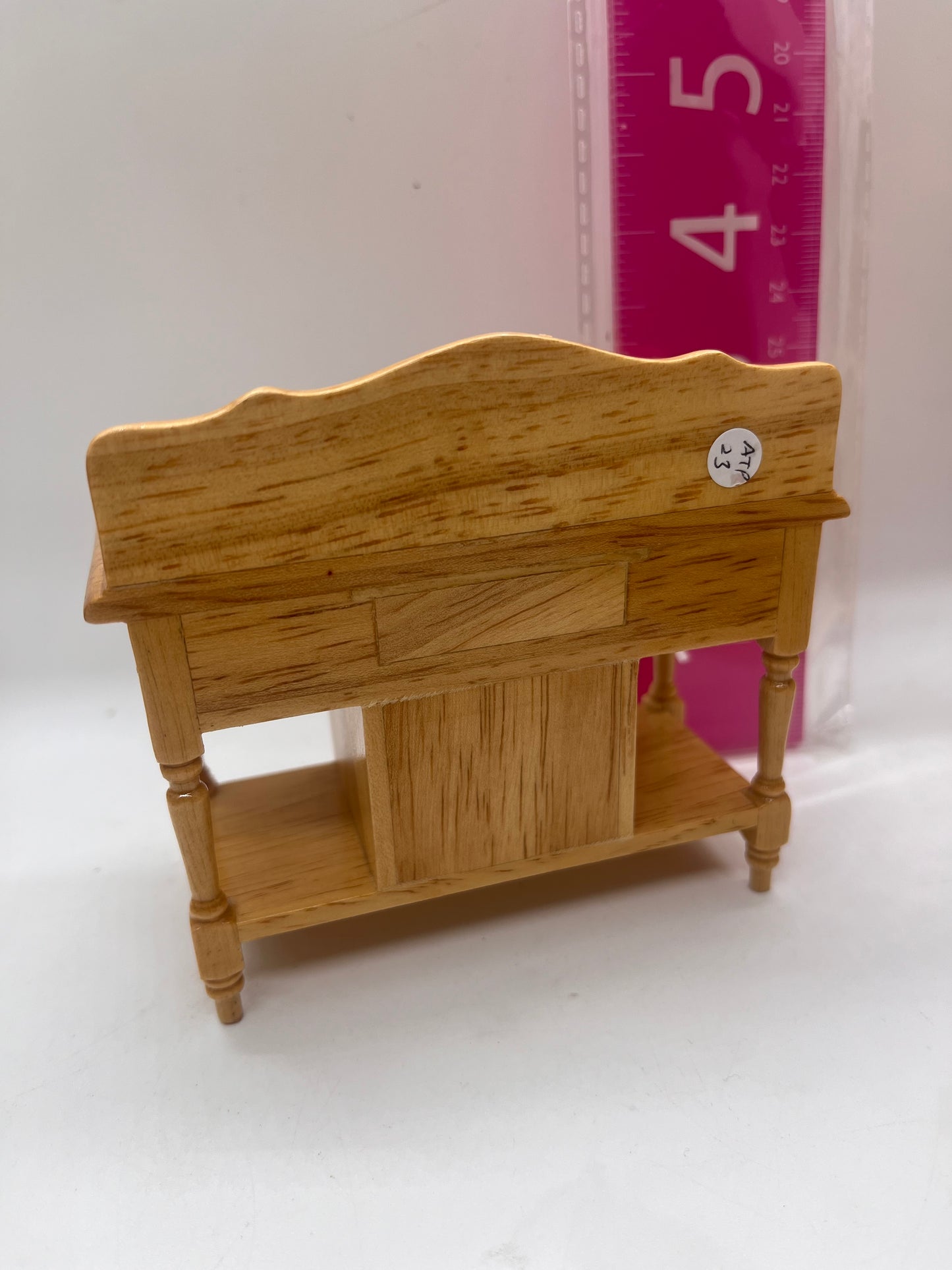 Dolls house washstand with drawer, porcelain jug and washbowl