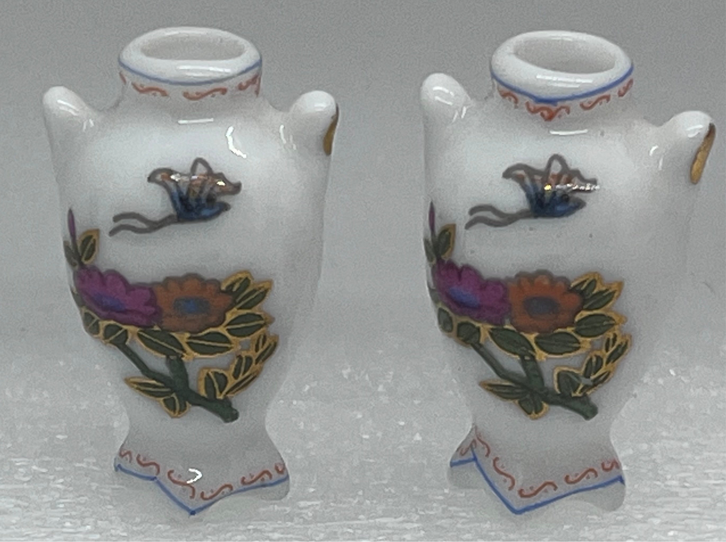 Dolls house vases pair porcelain