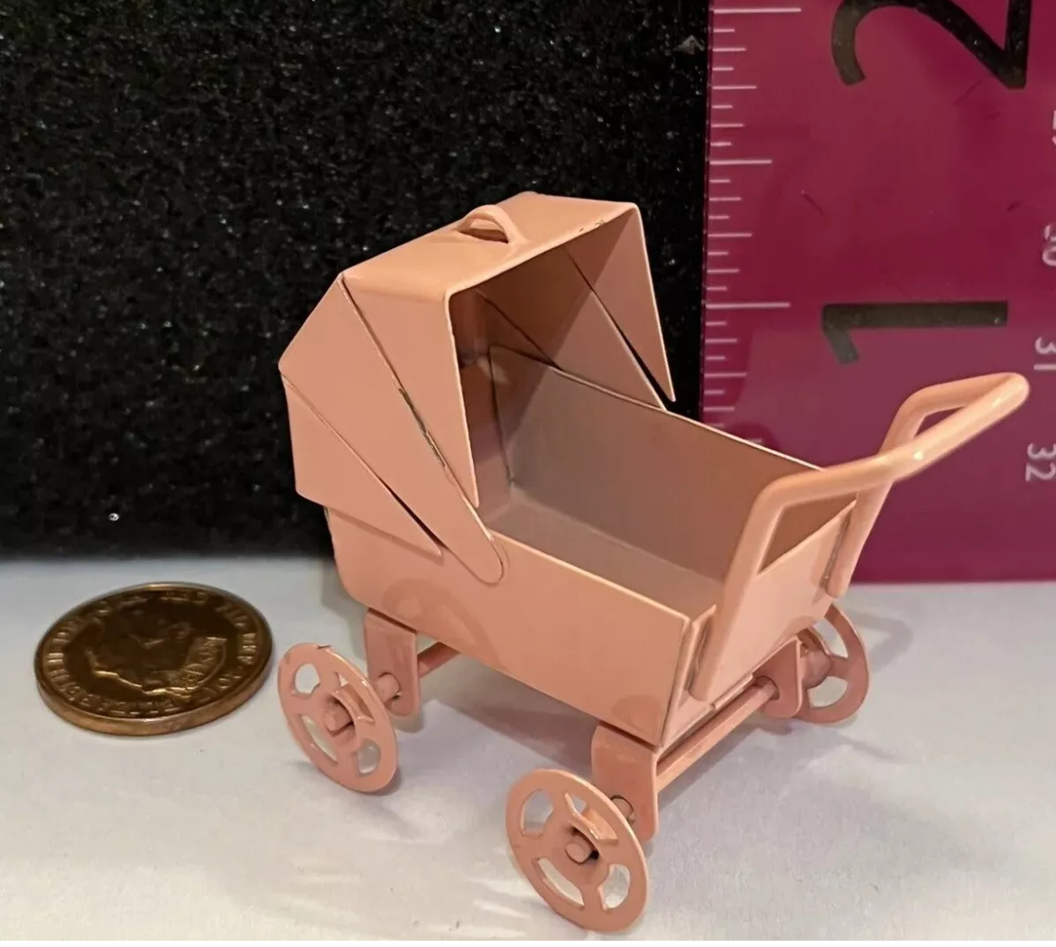 Dolls house nursery pram metal