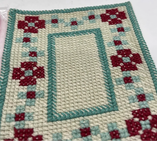 Dolls house rug handmade needlework 4 inch
