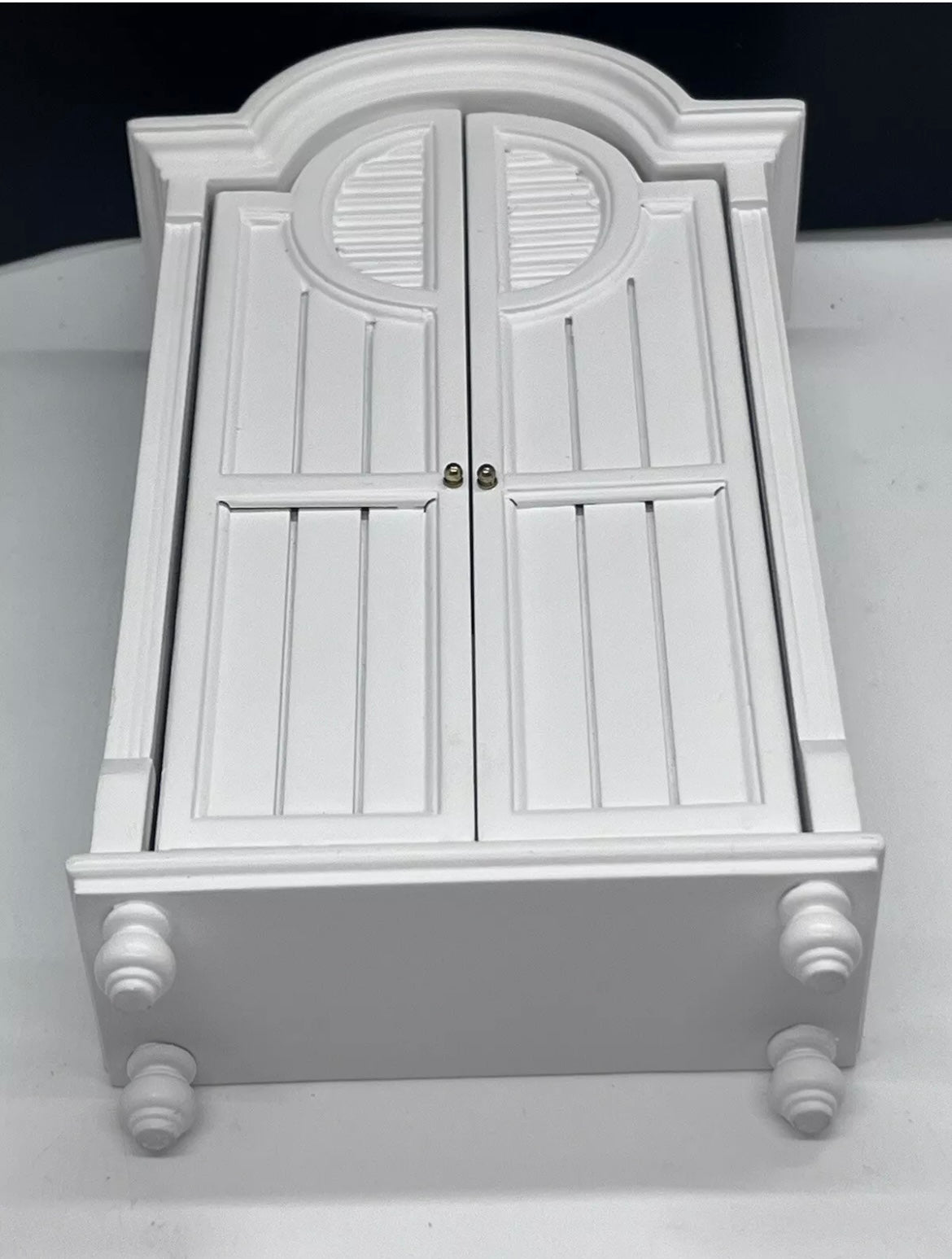 White cameo dolls house wardrobe wood