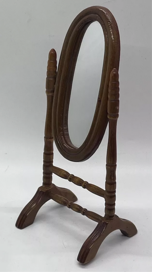 Dolls house floor standing mirror wood