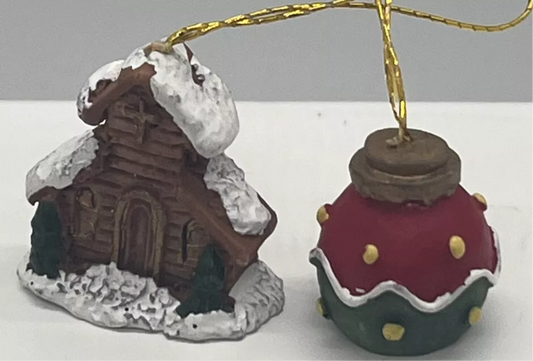 Dolls house Christmas tree ornaments pair