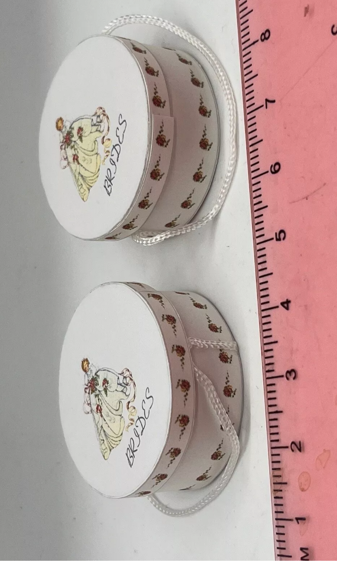 Dolls house wedding hat boxes bridal new x 2