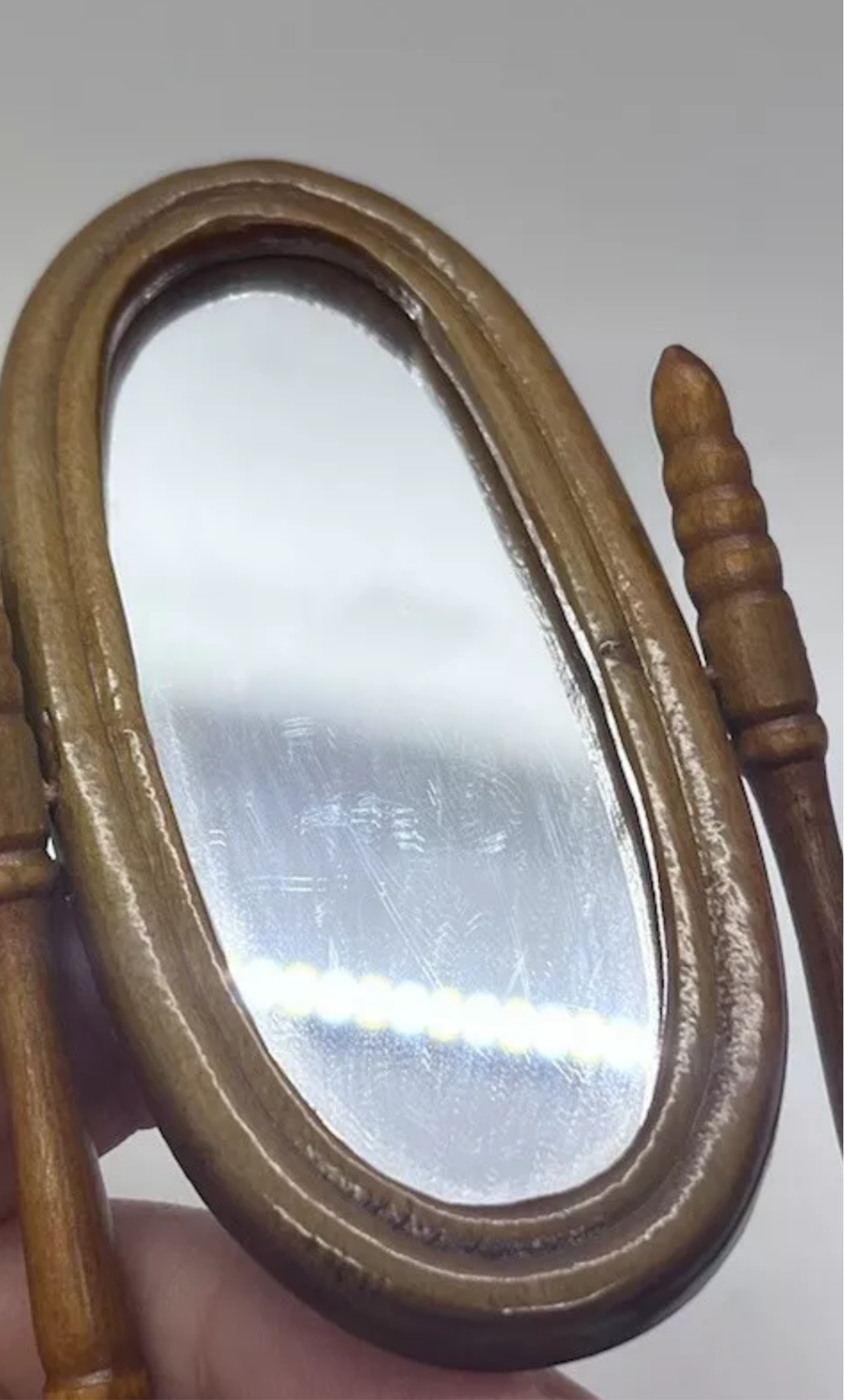 Dolls house floor standing mirror wood