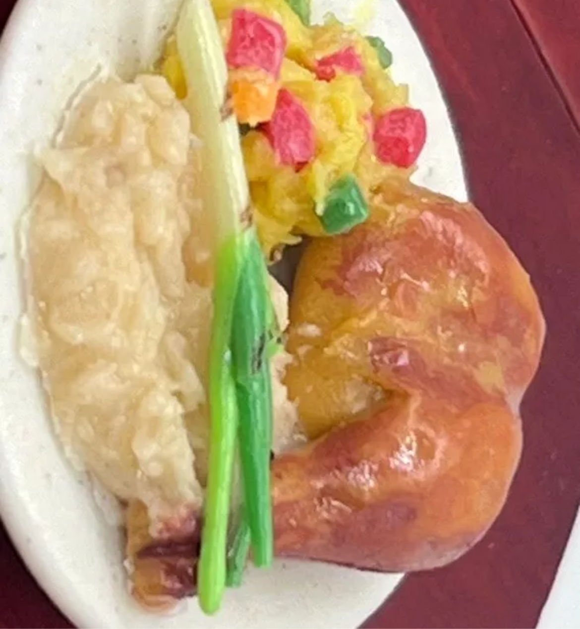 Dolls house food chicken dinner handmade