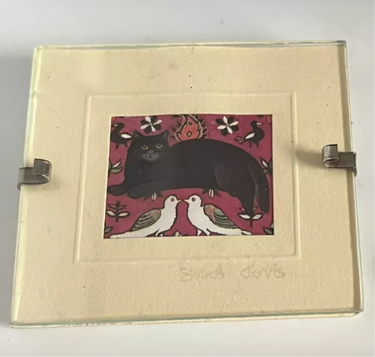 Dolls house cat print by Sharon Jervis glass front