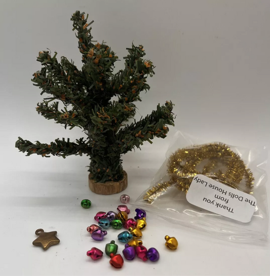 Dolls house Christmas tree ready to decorate 4 plus inch