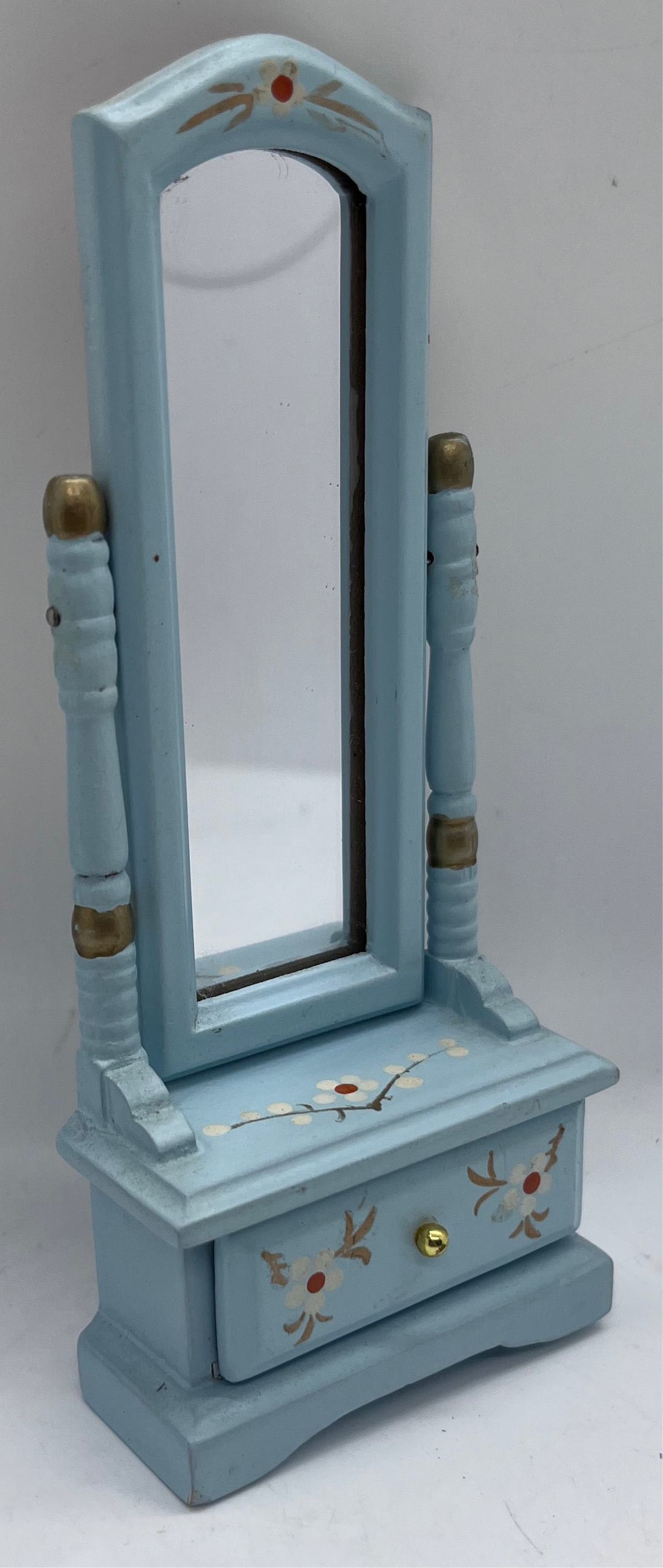 Dolls house floor mirror with drawer
