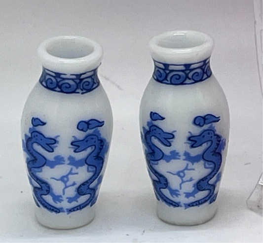 Dolls house vases pair porcelain