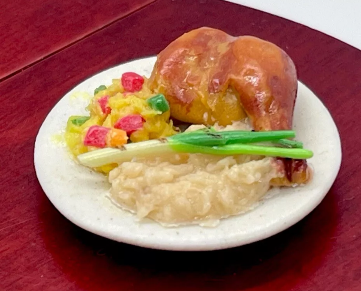 Dolls house food chicken dinner handmade