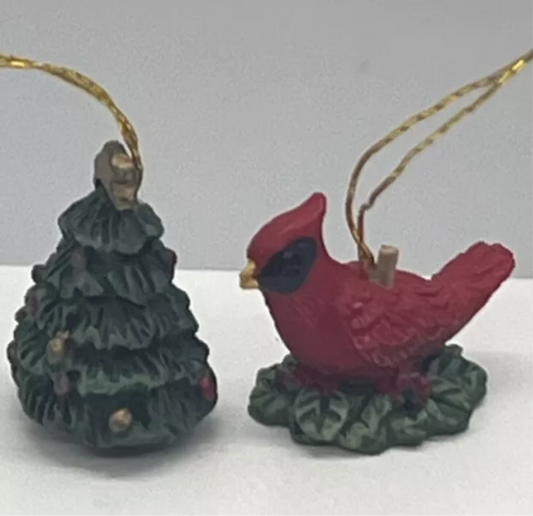 Dolls house Christmas tree ornaments pair