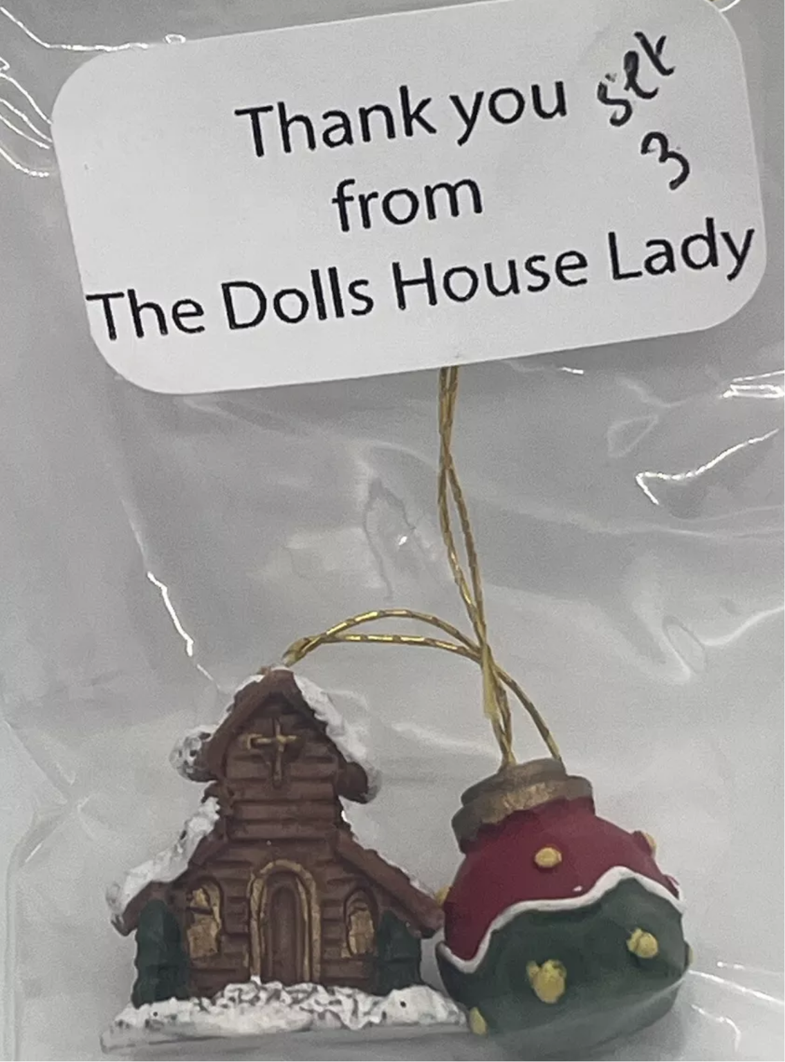 Dolls house Christmas tree ornaments pair