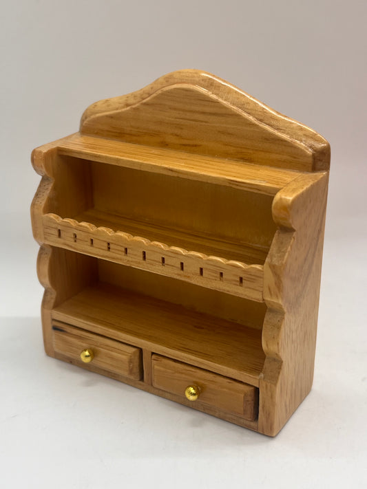 Dolls house wall unit with drawers pine