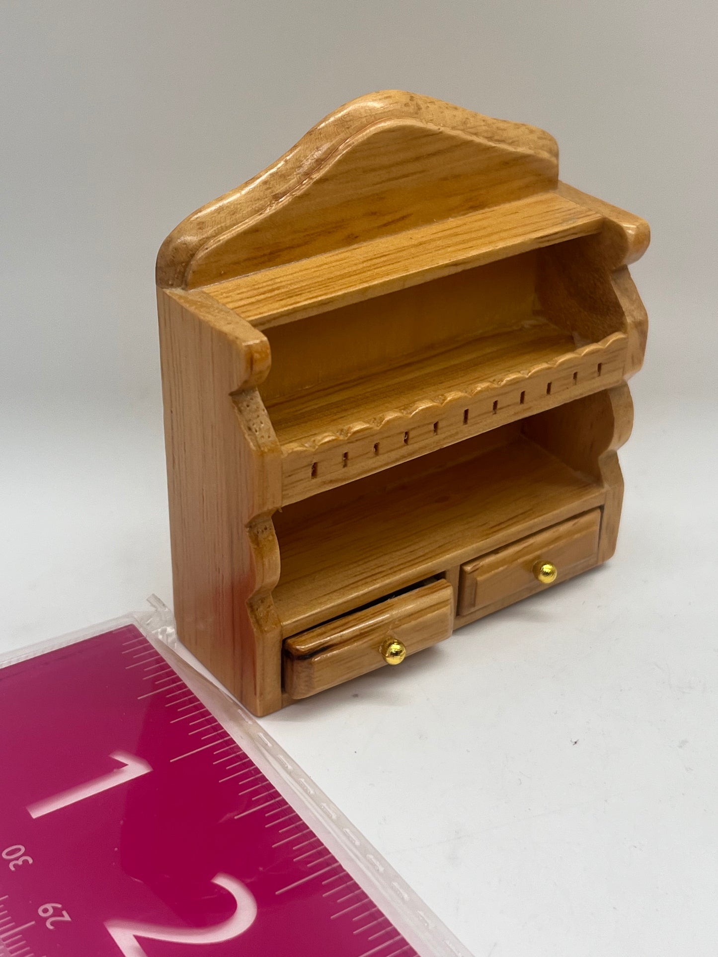 Dolls house wall unit with drawers pine