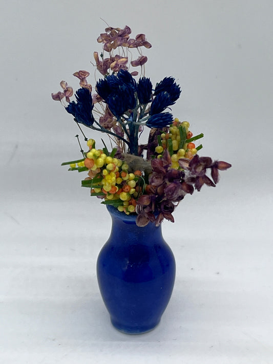 Dolls house flowers in ceramic vase