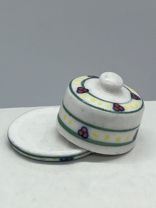 Doll’s house porcelain lidded butter dish